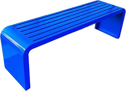 Garden Bench Backless, Patio Benches for Outdoors 100/120/150/180 Cm Outside Bench Seat Iron Steel Frame, Weatherproof Park Benches for Entryway Lawn Yard Balcony Decor(Blue,100 cm/39.37 in)