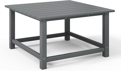 WestinTrends Malibu Low Outdoor HDPE Square Patio Coffee Table, Gray