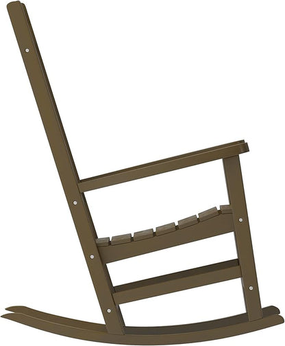 Flash Furniture Set of 2 Winston All-Weather Rocking Chair in Mahogany Faux Wood