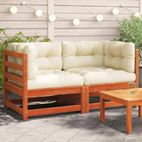 Outdoor Sectional Sofa Sets Brown Solid Pine Wood 27.6 x 27.6 x 26.4 in Rustic Patio Couch with Removable Cushions for - Photo 1