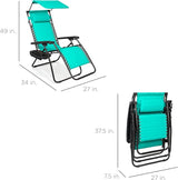 Best Choice Products Folding Zero Gravity Outdoor Recliner Patio Lounge Chair w/Adjustable Canopy Shade, Headrest - Photo 3