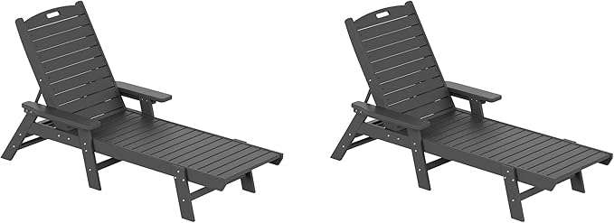 WestinTrends Malibu Poly Reclining Chaise Lounge (Set of 2) Gray