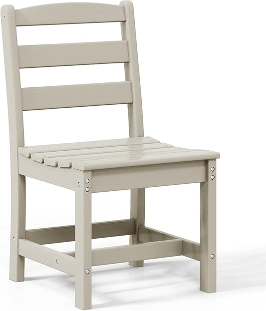 Costaelm Outdoor Dining Chair, Armless Patio Adirondack Chair, HDPE Poly Lumber, Waterproof Indoor/Outdoor Restaurant Bistro Dining Chair for Outside Porch Backyard Garden, Sand