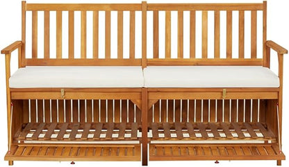 Garden Bench Deck Bench Storage Bench with Cushion 58.3" Solid Wood Acacia