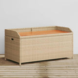 Acacia Wood and Poly Rattan Storage Bench with Waterproof Bag - Photo 1