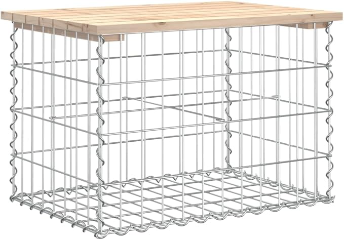 Garden Bench Natural Pine Wood Solid Pine Wood Compact Durable for Two, Rustic Farmhouse Outdoor Seating with Gabion Design, Patio Furniture, Weather Resistant