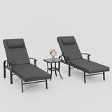 3 Pieces Patio Chaise Lounge Set Aluminum Outdoor Lounge Chair Adjustable Backrest Patio Chaise Lounge Chair Armrest - Photo 1