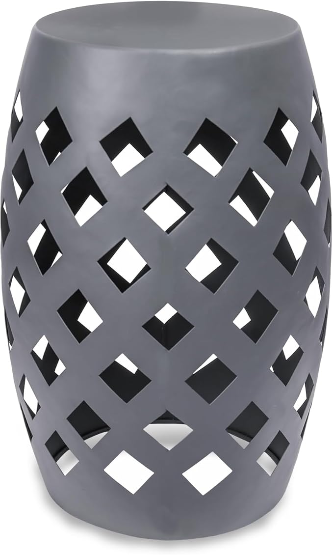 Vipush Outdoor Lace Cut Iron Side Table, Patio Garden Stool Coffee End Table Nightstand for Small Spaces, Living Room, Front Porch, Poolside, Gray