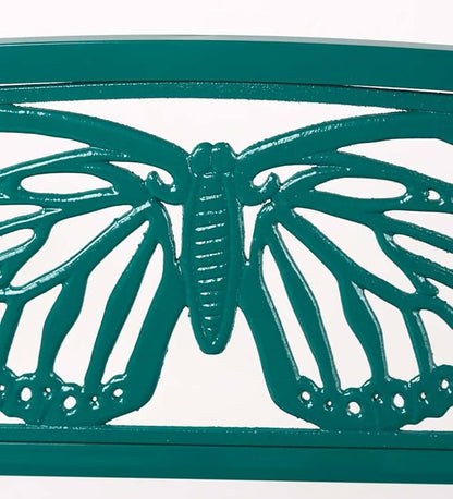 Wind & Weather Teal Iron Butterfly Garden Bench 4-Feet Wide by 2.75-Feet High by 1.75-Feet Deep Sturdy, Powder-Coated Bench for All Seasons, Adds Pop of Gorgeous Color to Your Garden