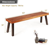 Giantex Acacia Wood Bnech, 3-Person Backless in/Outdoor Patio Dining Bench with Metal Legs for Entryway, Balcony, Porch - Photo 3