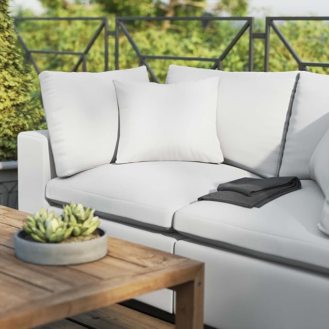 Modway Commix Outdoor Patio Overstuffed Loveseat in White - Photo 9