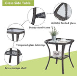 HUMMUH 3 Pieces Patio Bistro Set Wicker Patio Chairs Set of 2 with Tempered Glass Top Side Table Rattan Outdoor - Photo 8