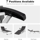 GYMAX Lounge Chair Outdoor, Chaise Lounger w/Adjustable Backrest, Cup Holder & Carry Handle - Photo 6