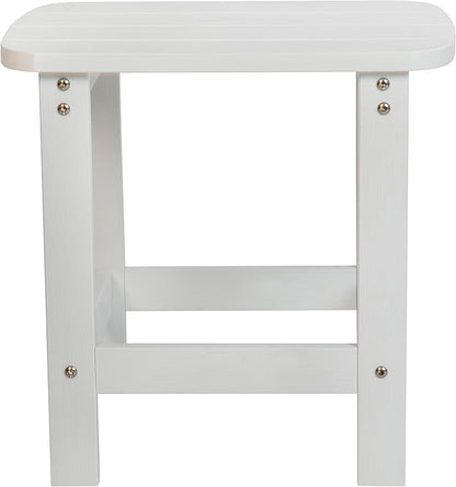 Flash Furniture Set of 4 Finn Modern Commercial Grade Adirondack Rocking Chairs - All-Weather White Poly Resin Wood - Matching Side Table