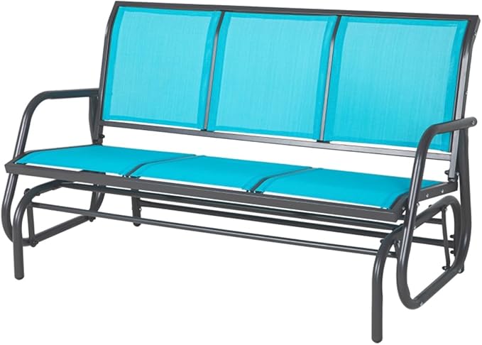 Outdoor Park Bench Backyard Garden, Front Porch, or Walking Path Furniture Seating, Outdoor Metal Garden Bench Patio Park Bench, Patio Park Bench Breathable Mesh Fabric 57.75" L x 29.5" W x 33.5" H