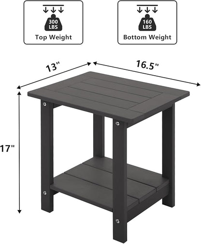 Double Adirondack Side Table Weather Resistant, Outdoor Rectangular End Table for Adirondack Chair, Dark Brown