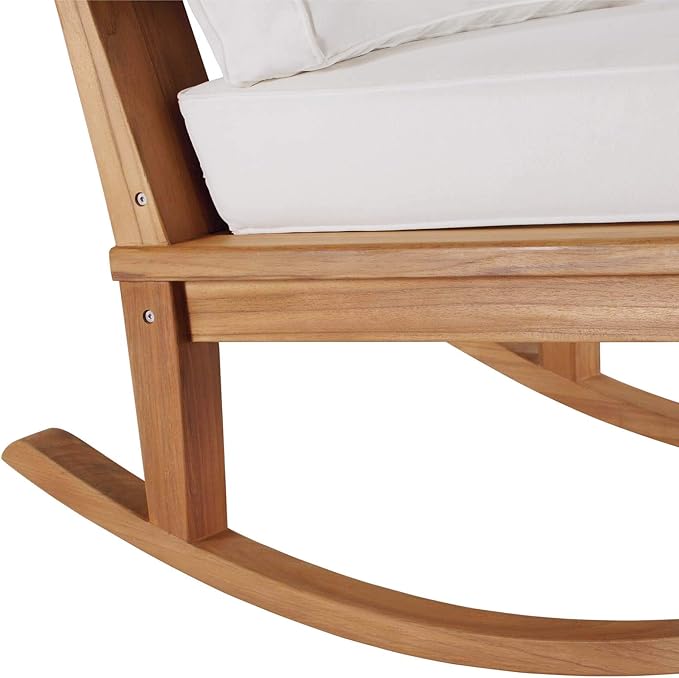 Modway EEI-4177-NAT-WHI Marina Patio Teak Rocking Chair, Natural White