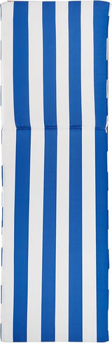 SAFAVIEH Outdoor Collection Solano Natural Brown Solid Wood/Royal Blue & White Stripe Cushion Patio Adjustable Chaise - Photo 8