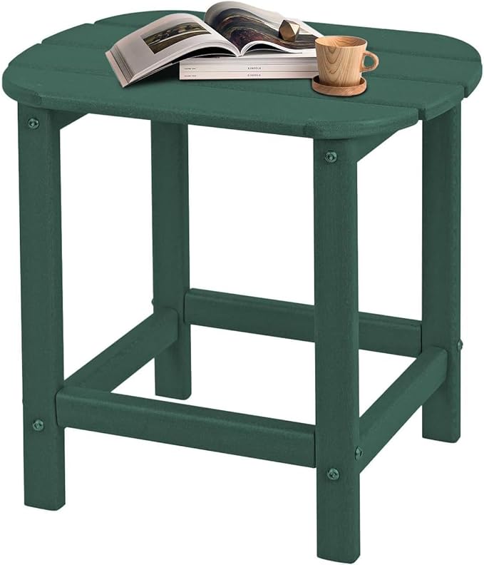 Adirondack Outdoor Side Table - 16.5" Square 2-Tier Patio Table with Weatherproof HDPE Material | All-Weather, Low Maintenance Furniture for Poolside, Porch, Deck