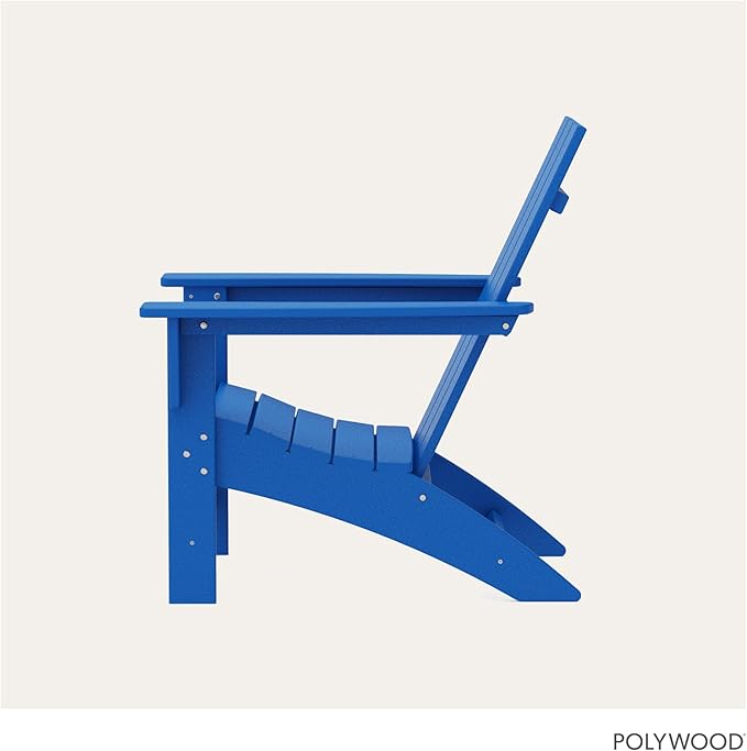 POLYWOOD Modern Adirondack Chair – All-Weather Outdoor Lawn Adirondack Chairs – HDPE, Fade-Resistant & Durable Outdoor Furniture – For Patio, Deck & Fire Pit Chairs – Pacific Blue
