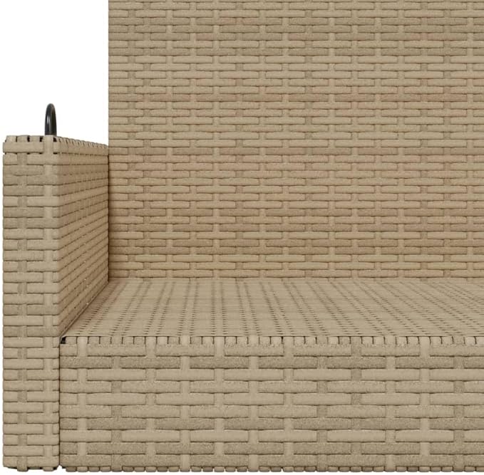 Swing Bench Beige PE Rattan Powder-Coated Steel Medium Outdoor Furniture for Garden Patio Relaxation Spacious Seating - Photo 8