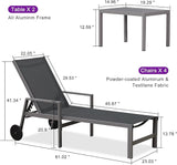 PURPLE LEAF Patio Chaise Lounge Set for 4 Outdoor Pool Lounge Chairs with Armrest and Adjustable Backrest Aluminum - Photo 6