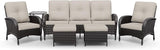 Joyside Wicker Patio Furniture Set, 6 Piece Outdoor Furniture Set with Thickened Cushions, High Back, Deep Seating - Photo 8