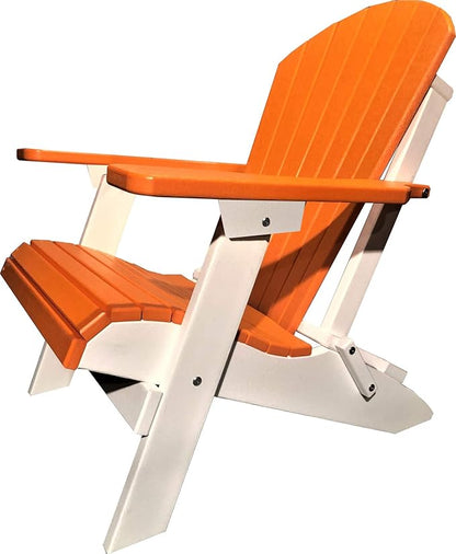 DuraWeather Poly Classic King Size Folding Adirondack Chair (Mango Orange on White)