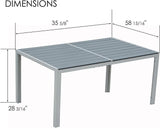 Kozyard Outdoor Patio Dining Table for 6, Rectangular 35.6" x 58.9" Metal Table with Wood-Look Tabletop - Photo 3