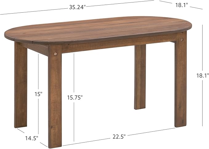 Linon Coffee Table, 18.11D x 35.24W x 18.11H in, Acorn