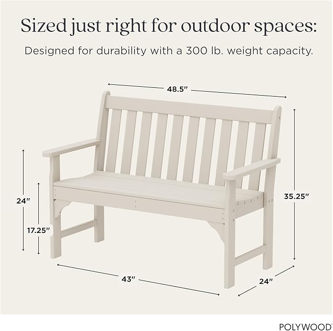 POLYWOOD Vineyard 48-Inch Bench, Sand - Photo 4