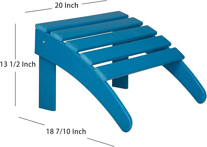 WO Home Furniture Adirondack Chair Outdoor Ottoman Set of 2 PCS Classic Patio Furniture (Pacific Blue)
