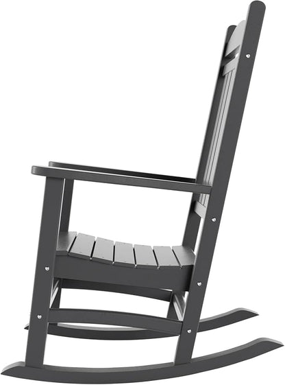 WestinTrends Malibu Malibu Outdoor Patio Poly Classic Porch Rocking Chair (Set of 4), Gray