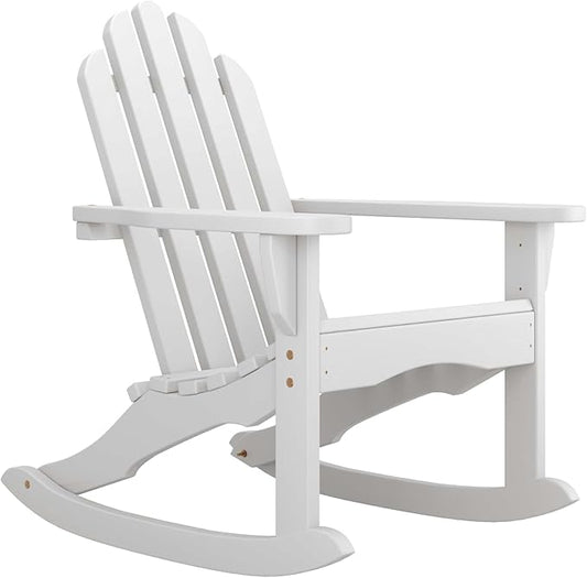 Amish Casual Outdoor Adirondack Rocking Chair in Semi Solid White Stain - Amish Made in The USA from Treated Pine Wood