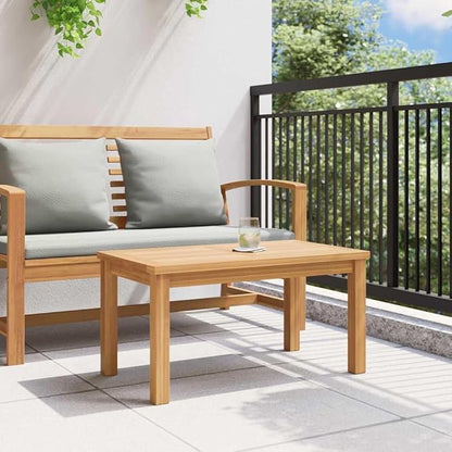 Solid Teak Wood Coffee Table, 27.56 x 15.75 x 14.17 Inches, Modern Minimalist Low Profile Rectangular Tea Table for Garden, Patio, Balcony and Outdoor Living Space