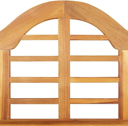 Brown Solid Acacia Wood Garden Bench Medium Ergonomic Design for Patio Indoor Outdoor Seating Furniture