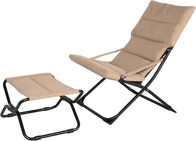 Abba Patio Heavy-Duty Outdoor Chaise Lounge Chair, Reclining Folding Camping Chair with Removable Footrest - Photo 1