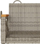 Gray PE Rattan Patio Swing Bench with Powder-Coated Steel Frame, Modern Outdoor Furniture for Balcony Garden - Photo 8
