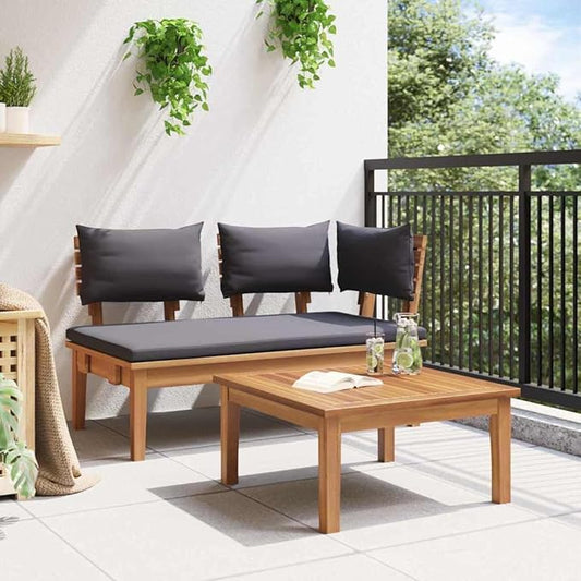 2-Piece Brown Solid Teak Wood Garden Bench Set with Post Leg Design for Patio and Terrace, Durable Outdoor Furniture with Modern Simplicity and Rustic Farmhouse Style,