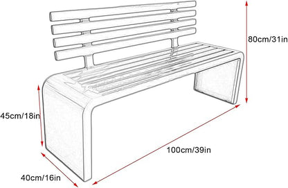 Durable Metal Garden Bench, 660lb Capacity Outdoor Seating for Yard, Patio, Park & Entryway - Stylish Blue, 100cm/39in Long, Perfect for Relaxation