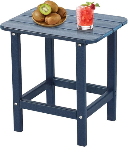 Aoodor 19'' Adirondack Side Table, Rectangular HDPE End Table, Weather Resistant and Easy Maintenance, Dark Blue