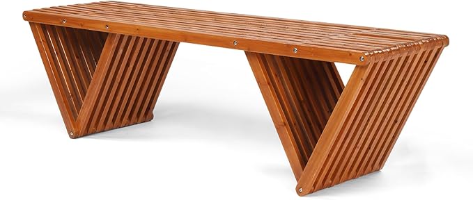 VINGLI Outdoor Wooden Bench, 63" All Weather Patio Bench Porch Bench - Photo 7