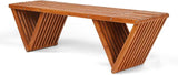 VINGLI Outdoor Wooden Bench, 63" All Weather Patio Bench Porch Bench - Photo 7