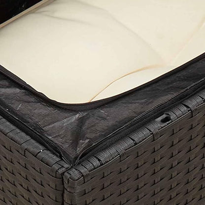 3-Seater Garden Sofa in Black and Cream White, Modern Outdoor Furniture with Modular Design, Weather-Resistant Poly Rattan and Comfortable Cushions for Patio, Balcony,