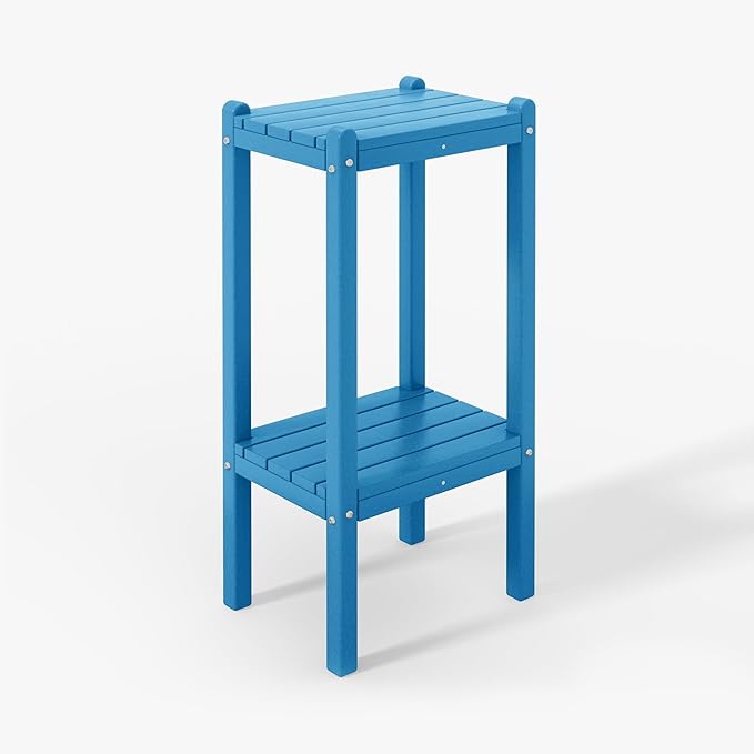 WestinTrends Malibu 36" Outdoor Adirondack HDPE 2-Tier Patio Side Table, Pacific Blue