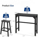 3 Piece Outdoor Bar Set, 42" Rectangular Pub Height High Top Bar Table & 2 Outdoor Bar Stools for Patio, Garden - Photo 3