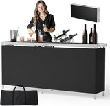 VINGLI 43" Portable Bar Table, 3-Tier Shelves, Carry Bag，Mobile Bar Table for Events, Party, Camping, Picnic, Tradeshow - Photo 1