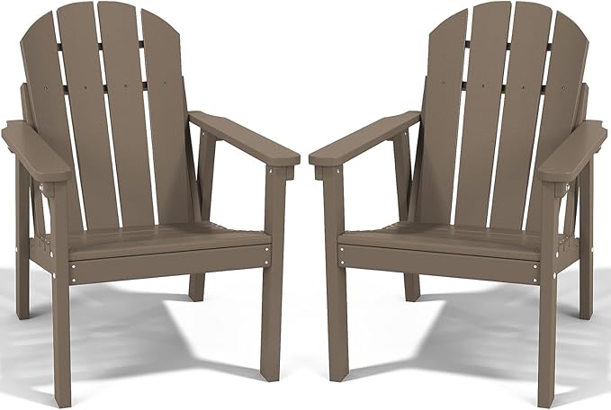 Adirondack Chair Set of 2, All Weather HDPE Fire Pit Chairs, Oversized Plastic Adirondack Chair for Outdoor, Balcony - Photo 1