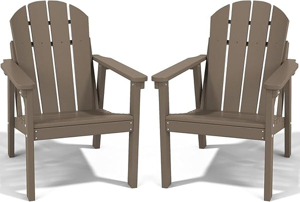 Adirondack Chair Set of 2, All Weather HDPE Fire Pit Chairs, Oversized Plastic Adirondack Chair for Outdoor, Balcony - Photo 1