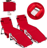 Goplus Tanning Chair with Face Arm Holes, Portable Sunbathing Chair w/4-Level Backrest, Head Pillow - Photo 1